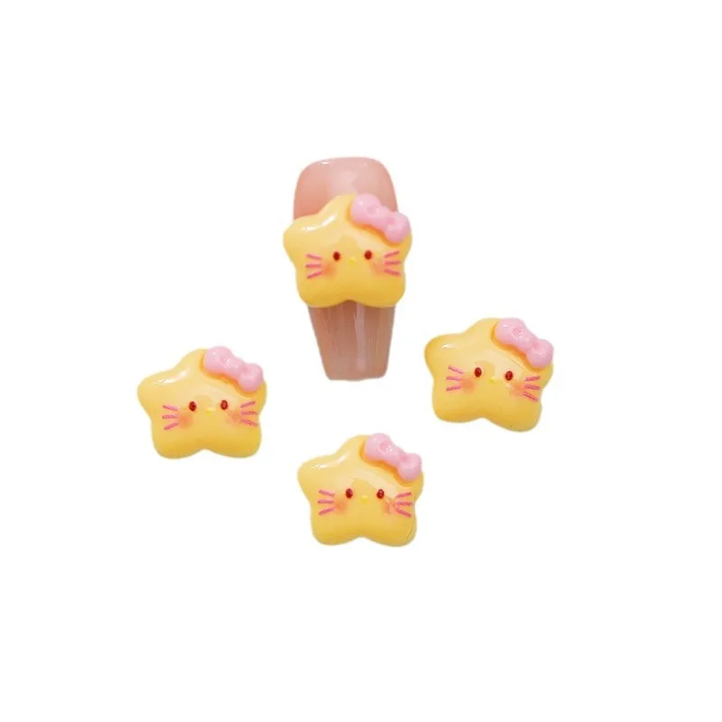 50 قطعة من سحر أظافر Hello Kitty Star - نجوم راتينج لامعة ثلاثية الأبعاد لتقليم الأظافر السحرية Kawaii