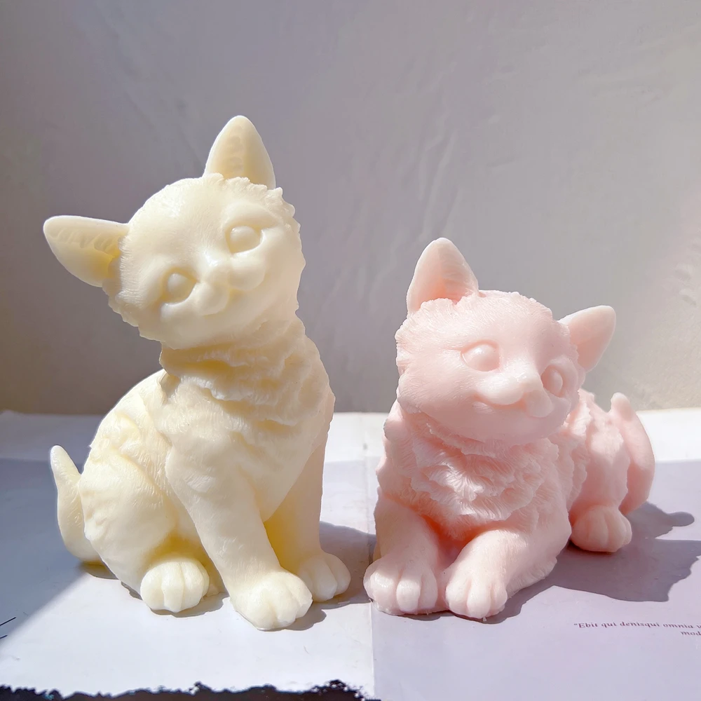 Different Shapes Animal Soy Wax Silicone Mould Cute Cat Candle Silicone Mold Cats Lover Home Decor Gift