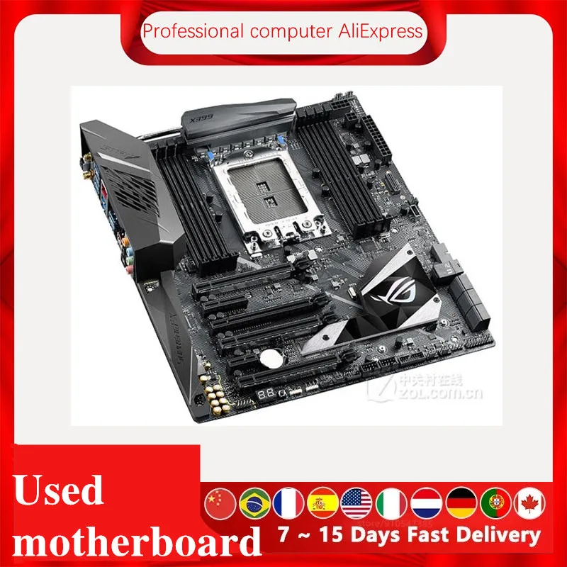 X399 Socket TR4 For ASUS ROG STRIX X399-E GAMING X399E Motherboard DDR4 Computer Support 3960X 3970X Desktop Mainboard Used