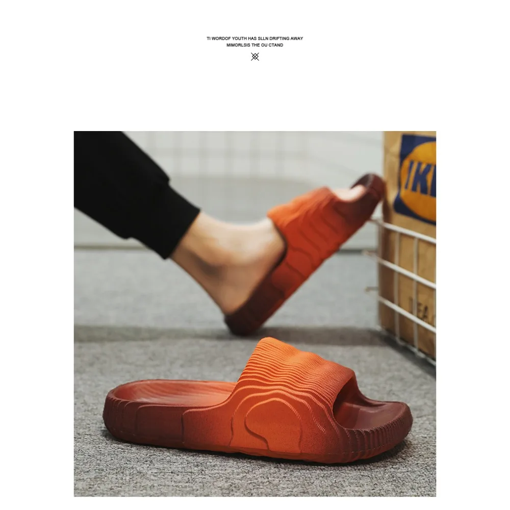 

One-word coconut men's and women's slippers summer new large-size casual one-word drag thick-soled couple slippers comfortable