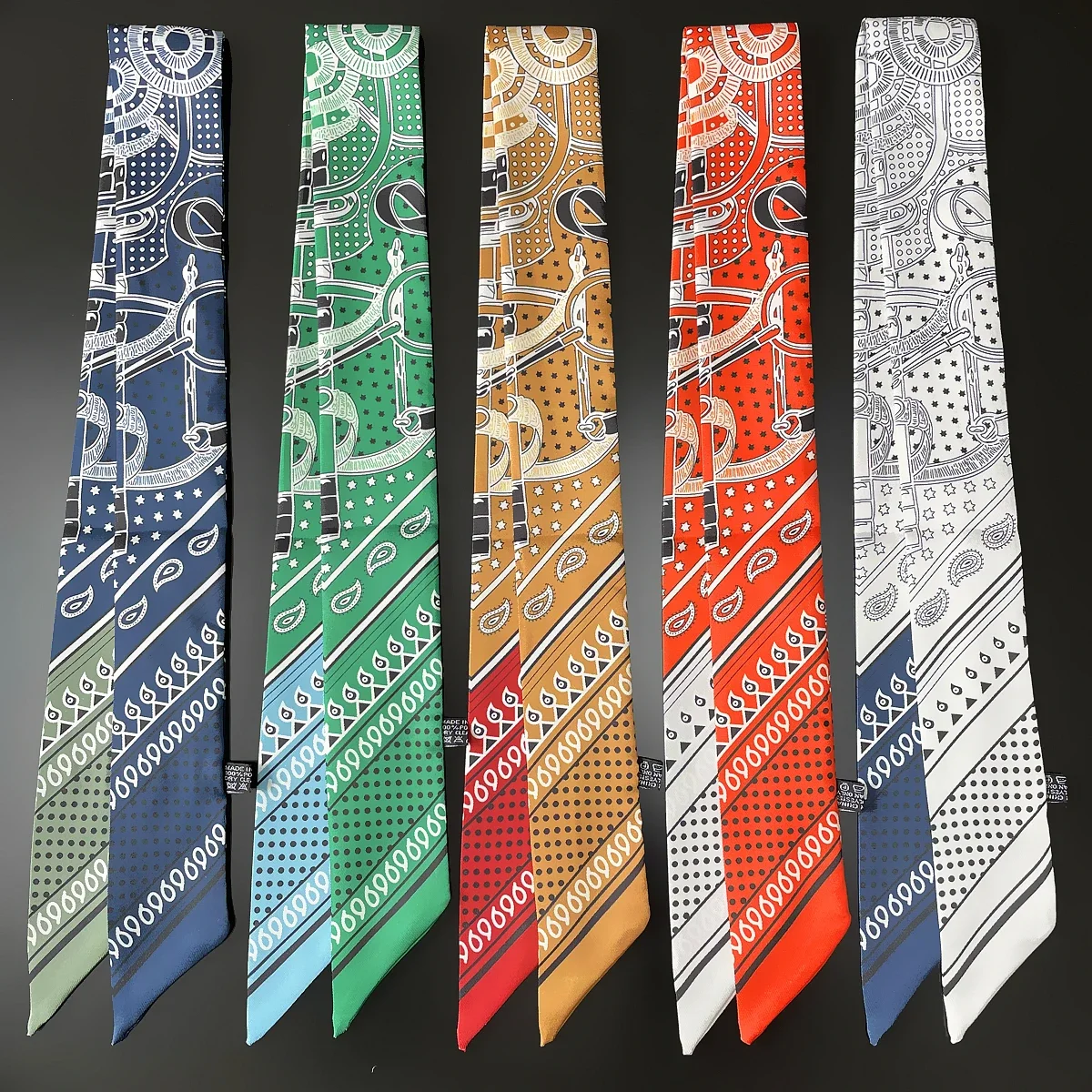 

Double Colored Paisley Twill Silk Scarf New Brand Design Luxury Scarf Women Foulard Skinny Bag Scarves Neckerchief Hair Headband