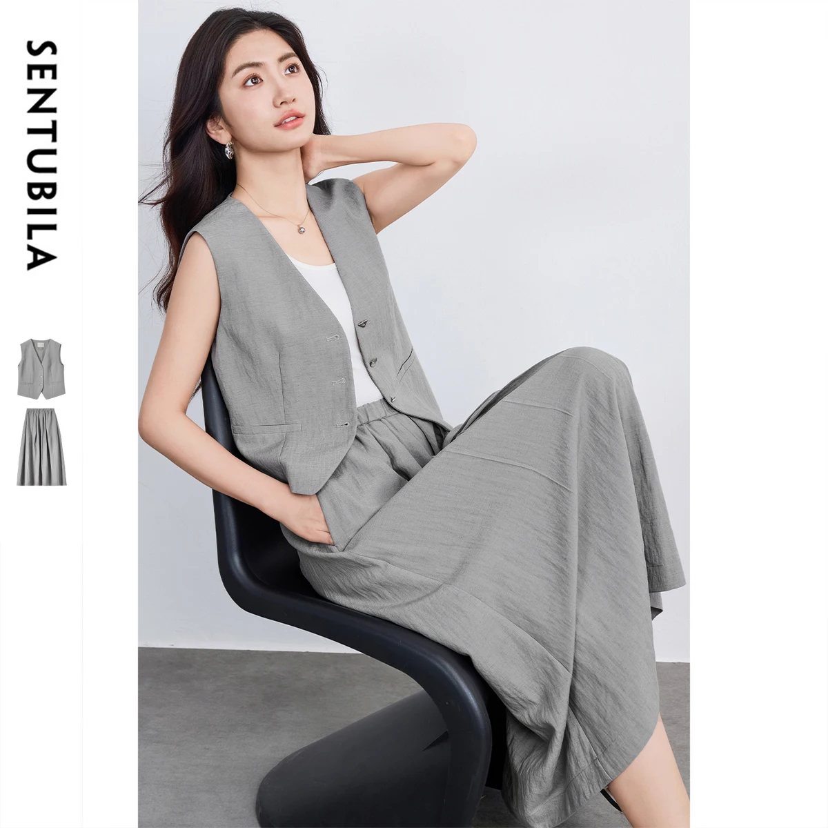 

SENTUBILA Summer Women's Suit with Skirt 2025 New in Matching 2 Piece Sets Woman Outfit Costume Femme Ensemble Clothes 152ZE8759