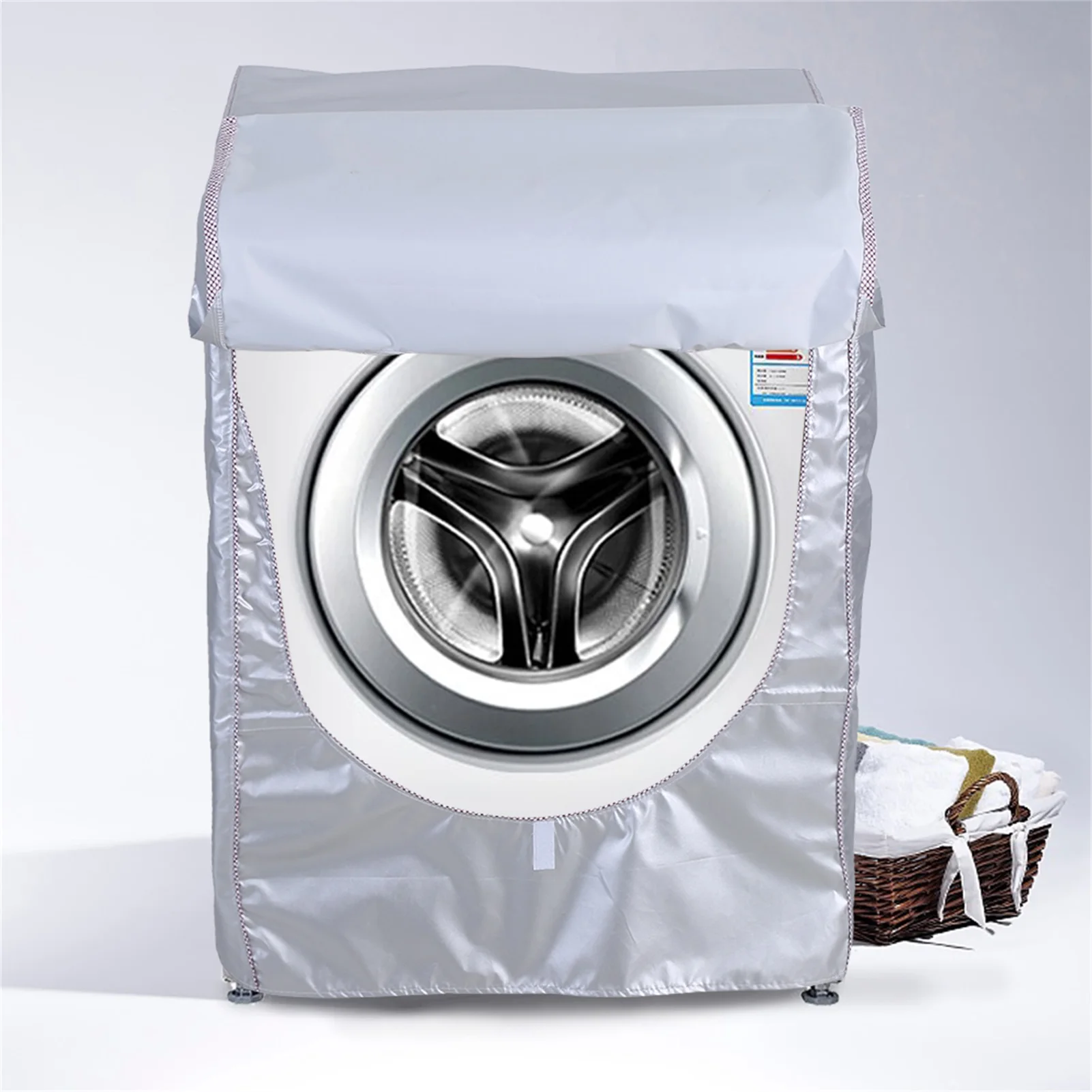 

Silver Washing Machine Cover Waterproof Sunscreen Covers Front Load Washer Dryer Coat Protection