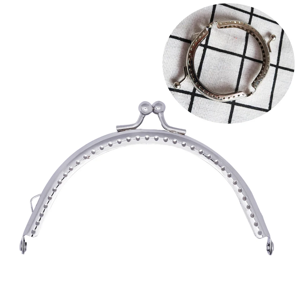 10.5cm半円形アーチ型財布フレーム シルバービーズ キスロック留め金 ハンドバッグDIYクラフト製作アクセサリー 財布フレーム