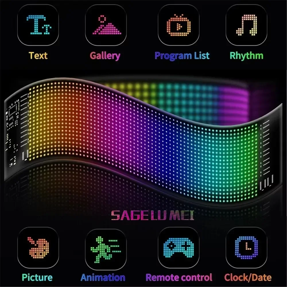 LED DIY Matrix Pixel Panel  Truck Eye Led Display Car Sign Animation Bluetooth App Control Programmable Flexible Screen for Car