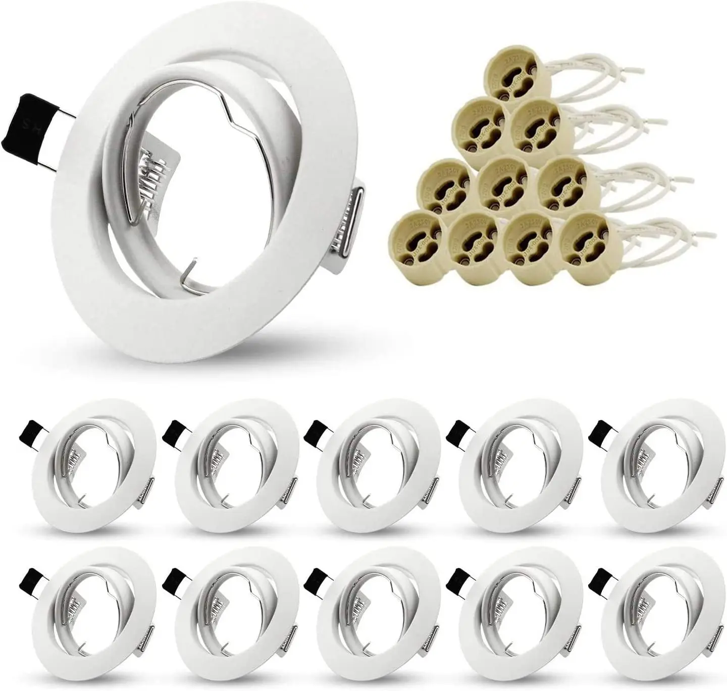 LED Downlights Frame Round Fixture Holders Adjustable for MR16 GU10 Bulb Holder Recessed LED Spot Light Bracket