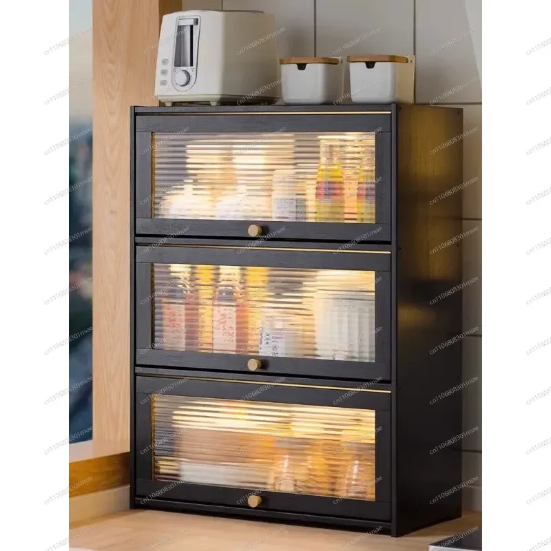 Japanese Style Multi Layer Countertop Kitchen Storage Rack Small Cupboard for Bowl Box Organizer Cabinet Shelf