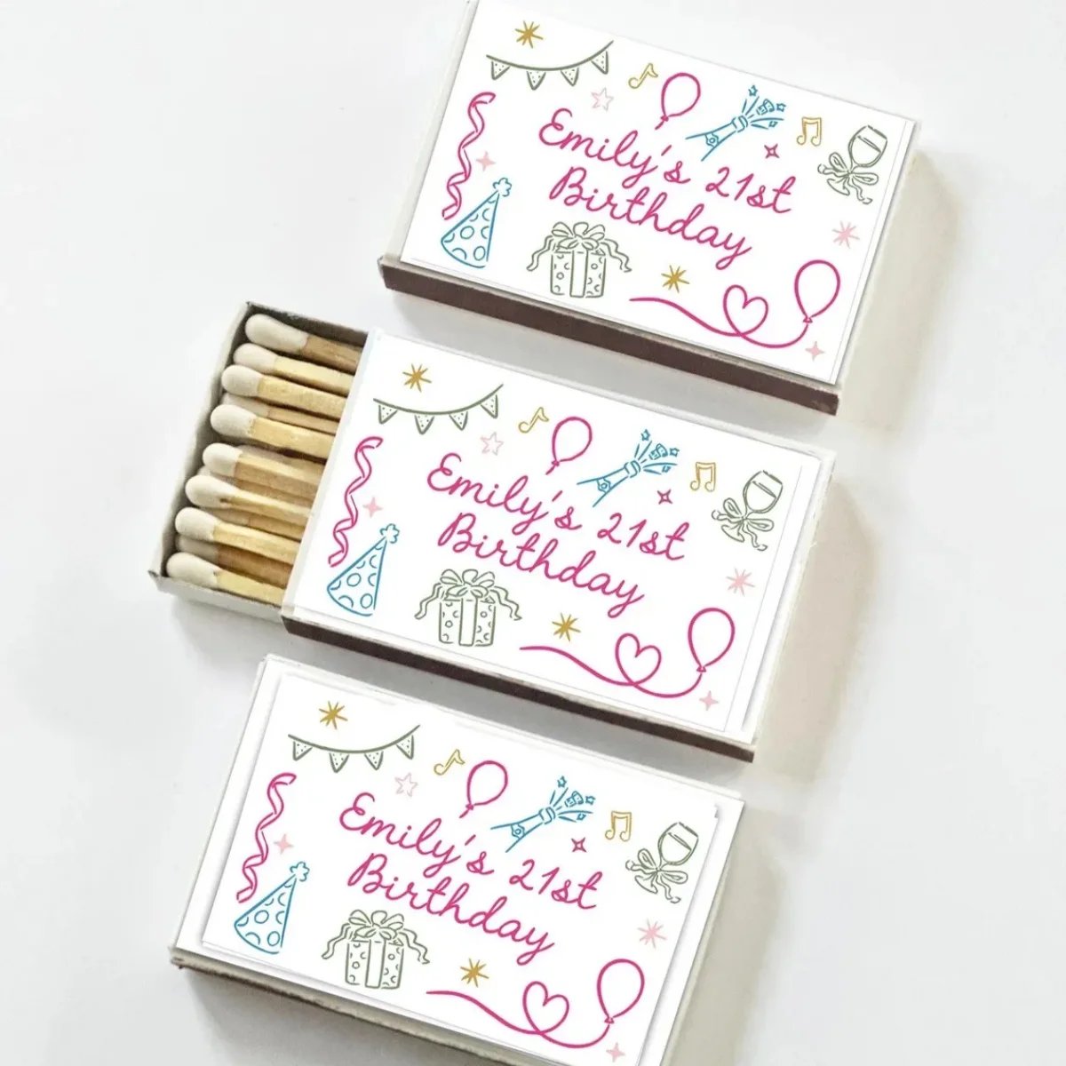 

Birthday Matchboxes SET OF 25 Perfect matchbox for Favors Birthday Ideas