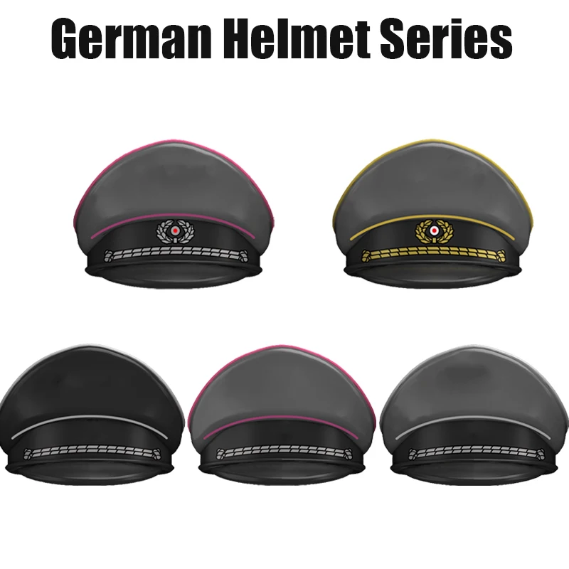 

WW2 German Military Officer Helmet Series Building Blocks WW1 Army Soldier Figures Cap Hat Accessories Warrior Bricks Toys Boys