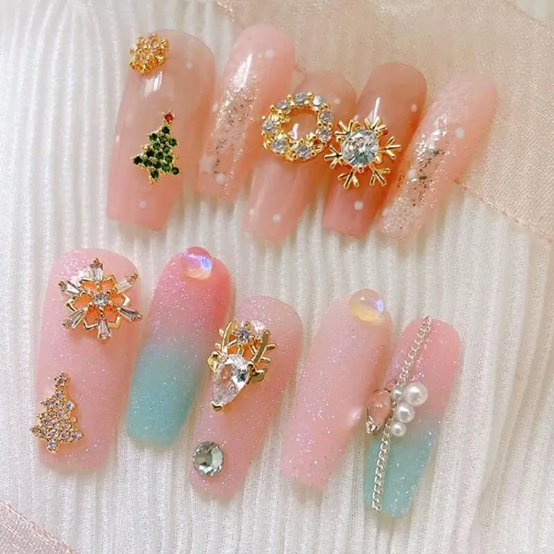 L8RD 3D เล็บ Art Rhinestones คริสต์มาสตกแต่งเล็บเครื่องประดับเล็บสำหรับเล็บ