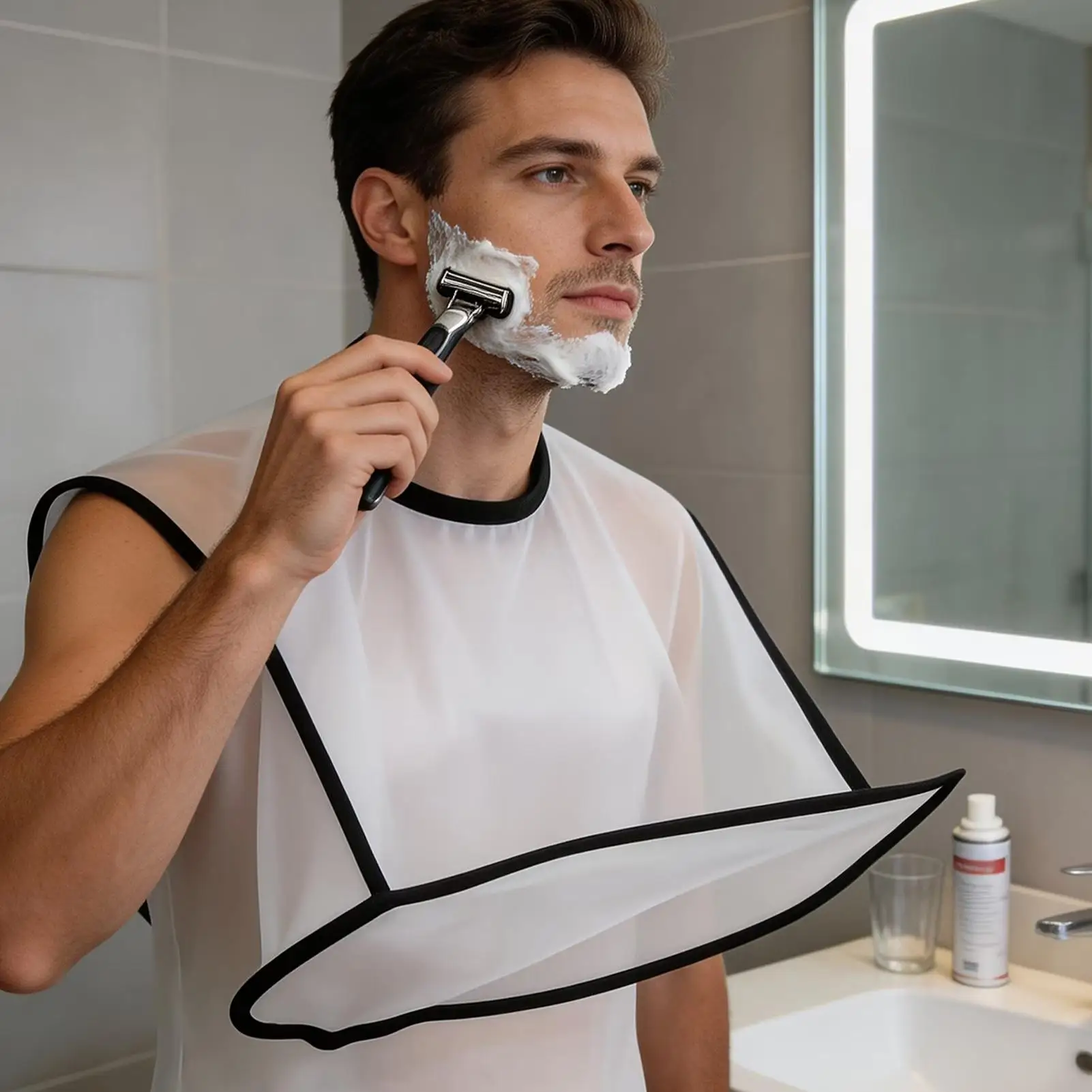 Beard Apron Foldable Shaving Bib Mustache Trimming Catcher Men Grooming Tool Travel Home Salon Barber Gifts for Fathers Husbands