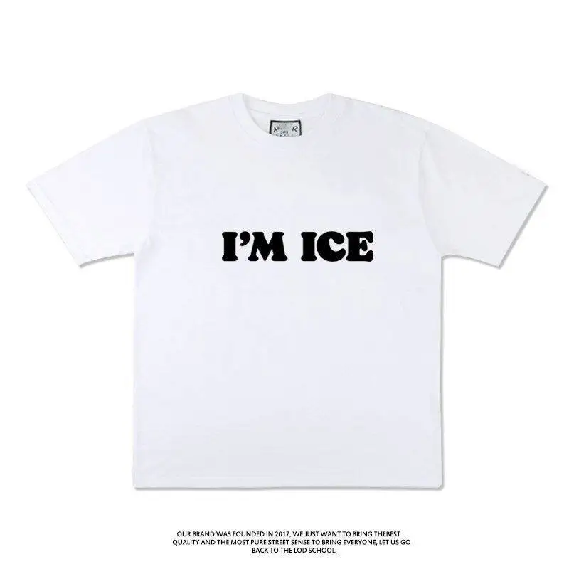 I Making Ice Cream Fun English Short Sleeve T-Shirt Summer Pure Cotton Half Sleeve Trendy Couple Top for Men And Women