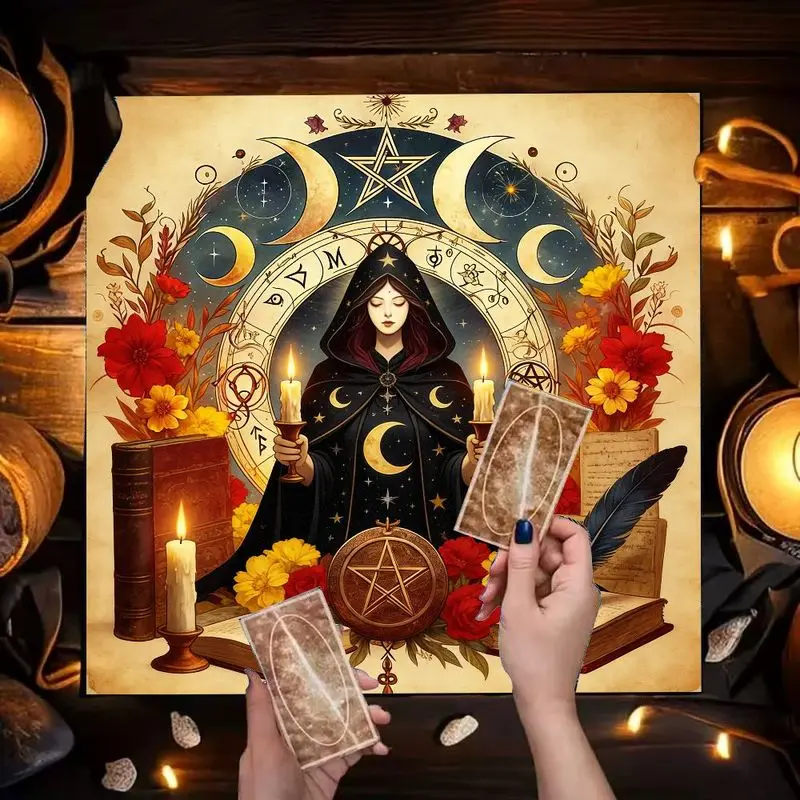 VIKAMA mint green floral pentagram fairy wiccan altar cloth ritual wall hanging tapestry ideal for reiki crystal grid spell work