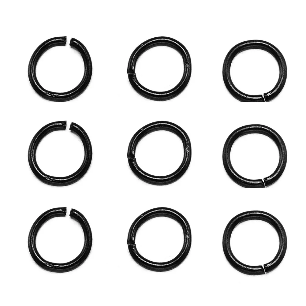 100/200 sztuk/partia czarne pierścienie dzielone ze stali nierdzewnej otwarte pierścienie skokowe złącza dla DIY naszyjnik bransoletki komponenty do wyrobu biżuterii