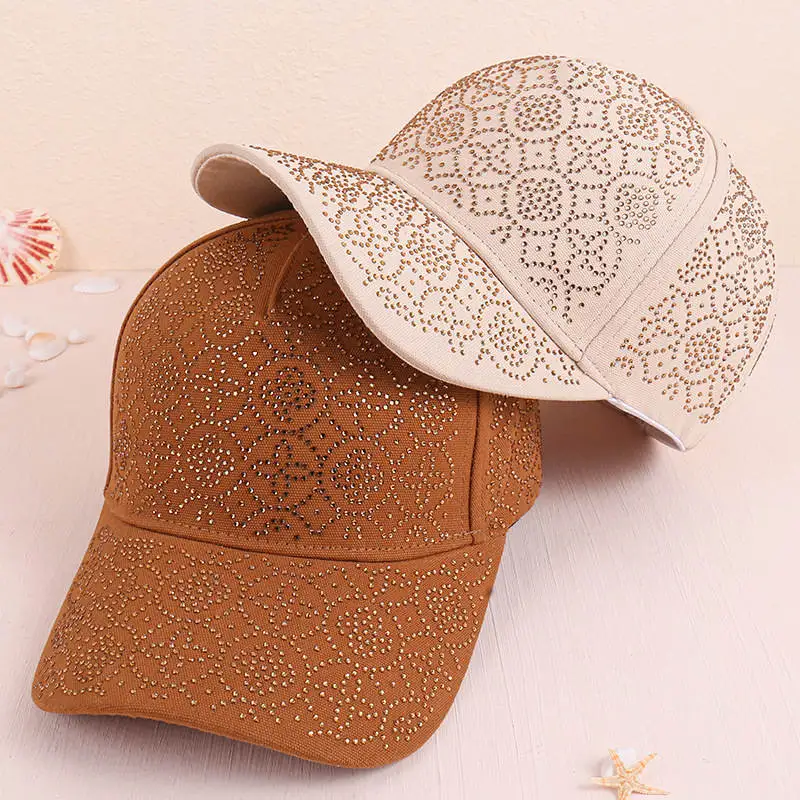 Rhinestone Baseball Cap Sports Back Buckle Hat Men\'s Women\'s Sports Golf Fishing Crystal Hard Top Headgear Sunscreen Sun Chapeau