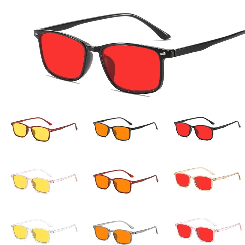 

Unisex Vintage Anti Blue Light Glasses Women Men Trendy Better Sleep Gaming Red Yellow Lens Eyewear Square Night Vision Glasses