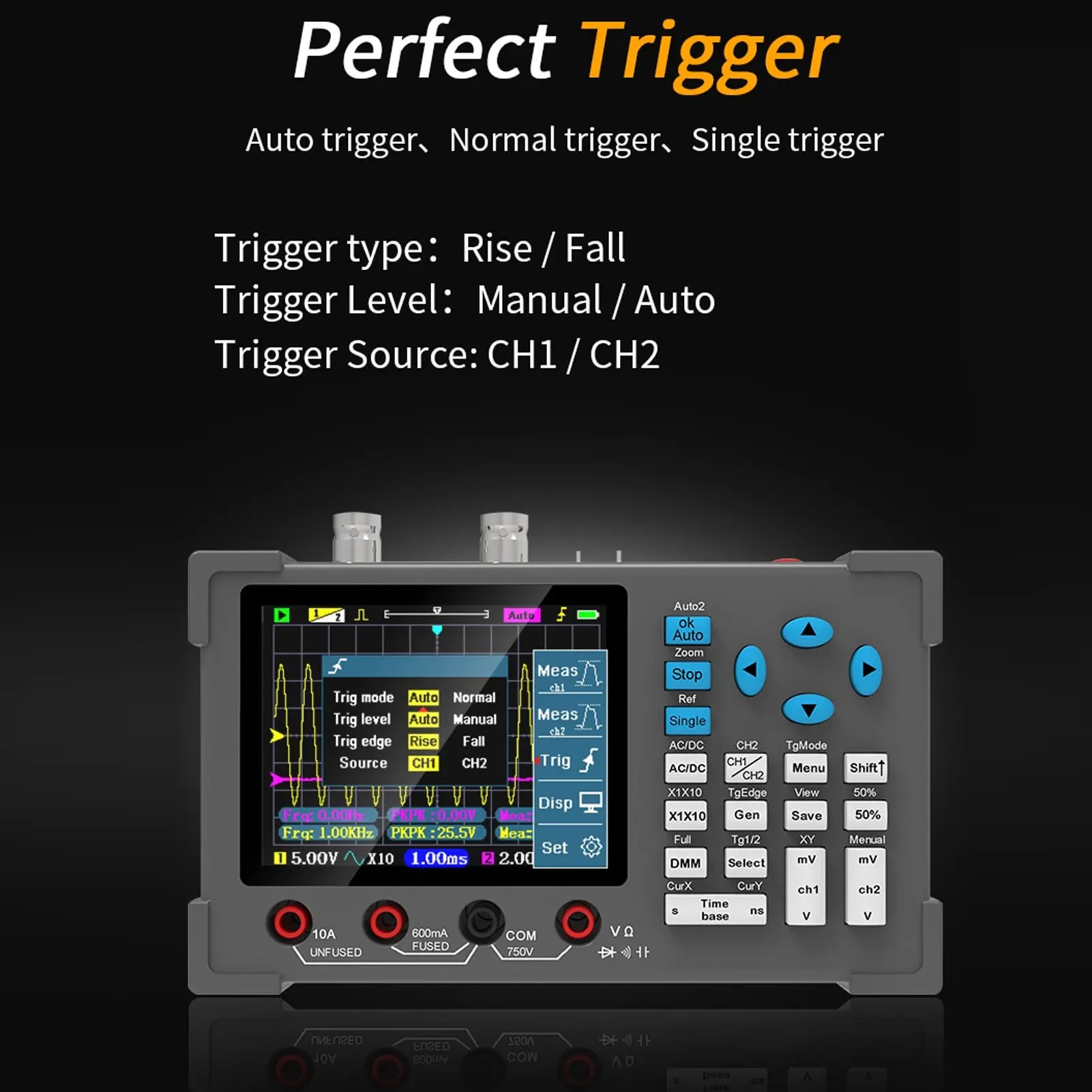 Osiloskop Digital Multimeter Osiloskop Digital 3 In 1 Generator Multimeter 120M 250MSa/s Tampilan 3,2in 2 Saluran