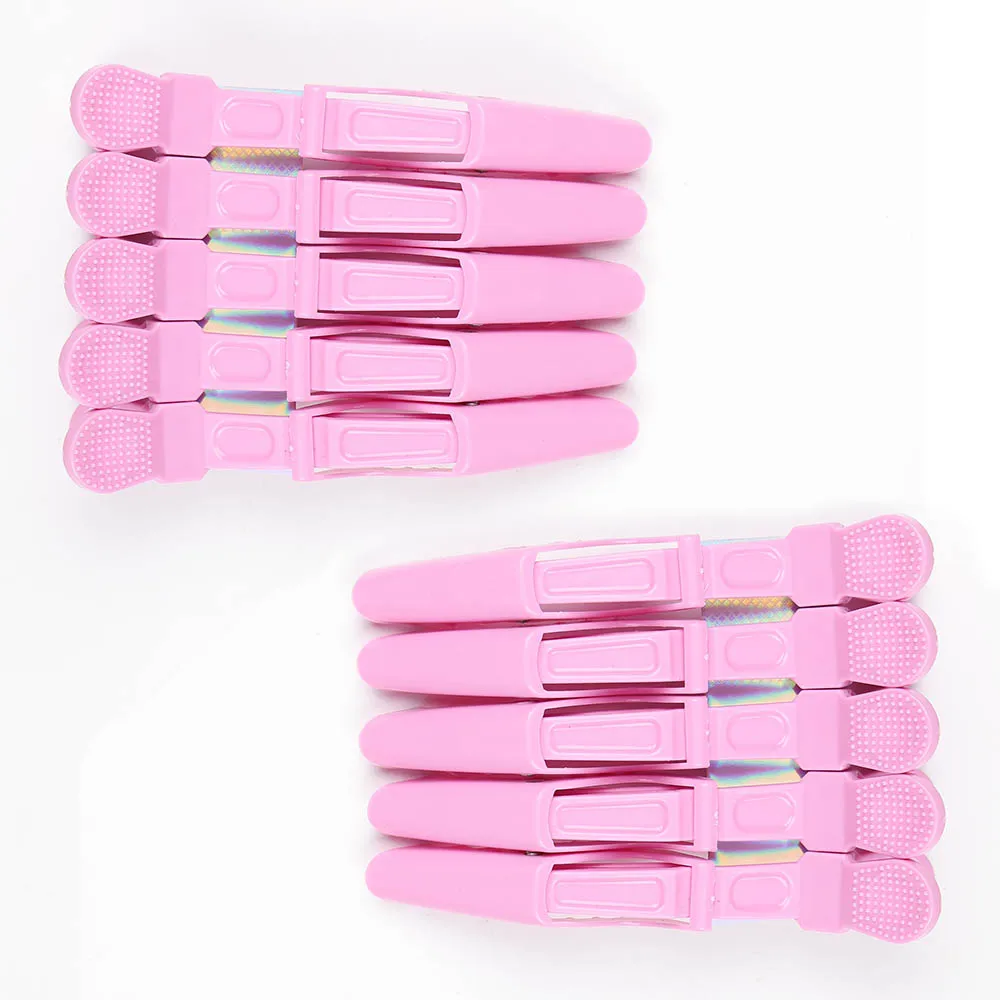 10 pçs preto rosa azul roxo grampos de cabelo para estilo seccionamento dentes largos design duplo articulado profissional jacaré grampos de cabelo