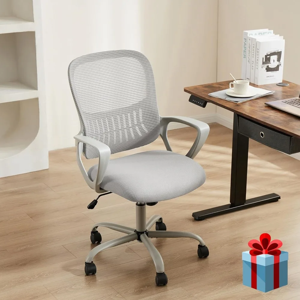 Office Computer Gaming Desk Chair,Mid-Back Mesh Rolling Work Swivel Task Chairs with Wheel,Comfortable Lumbar Support,Desk Chair