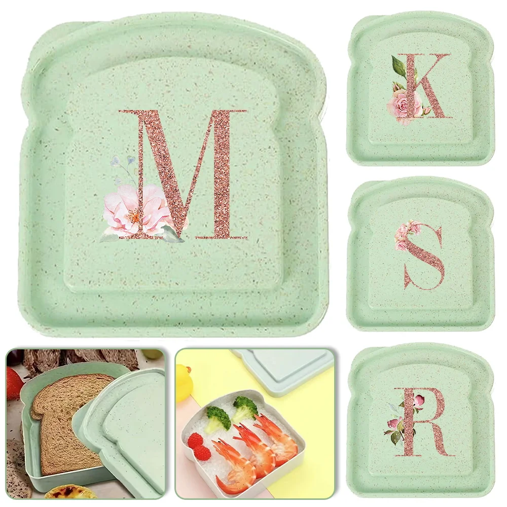 

Toast Box Lunch Bag Bread Storage Organizer Sandwich Bento Case With Lid Food Container Lightweight Rose Gold Letter Pattern