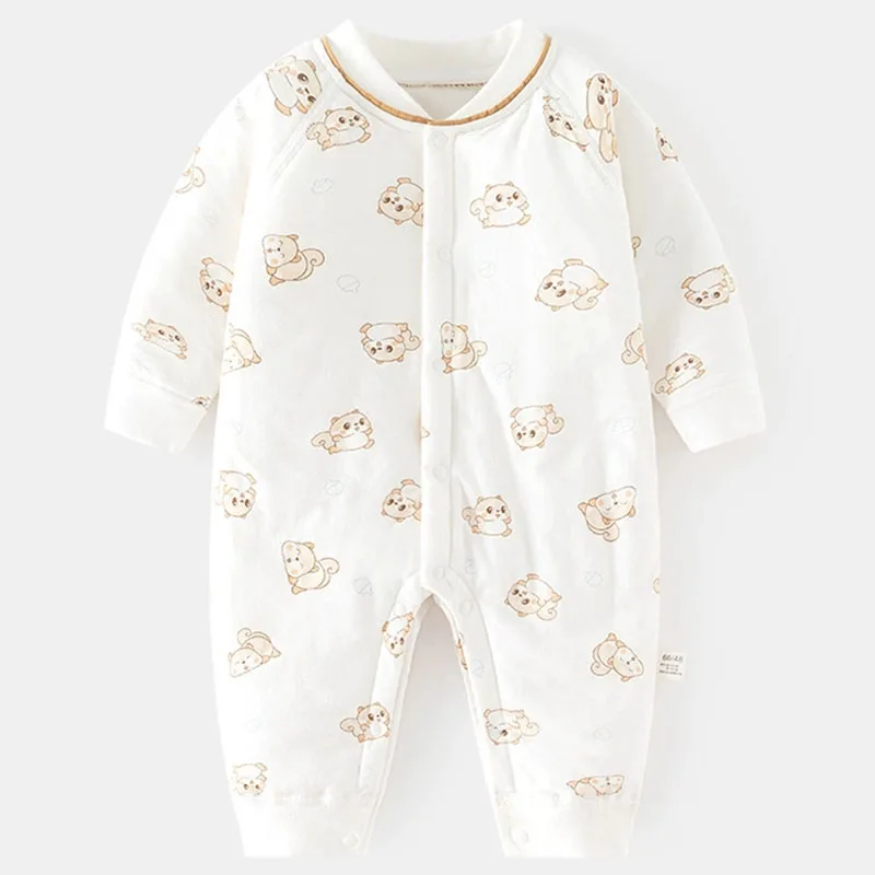 

Зимняя одежда для маленьких девочек, наряды для маленьких мальчиков, корейские милые хлопковые теплые комбинезоны с мультяшными цветами, товары для новорожденных, детские вещи B279