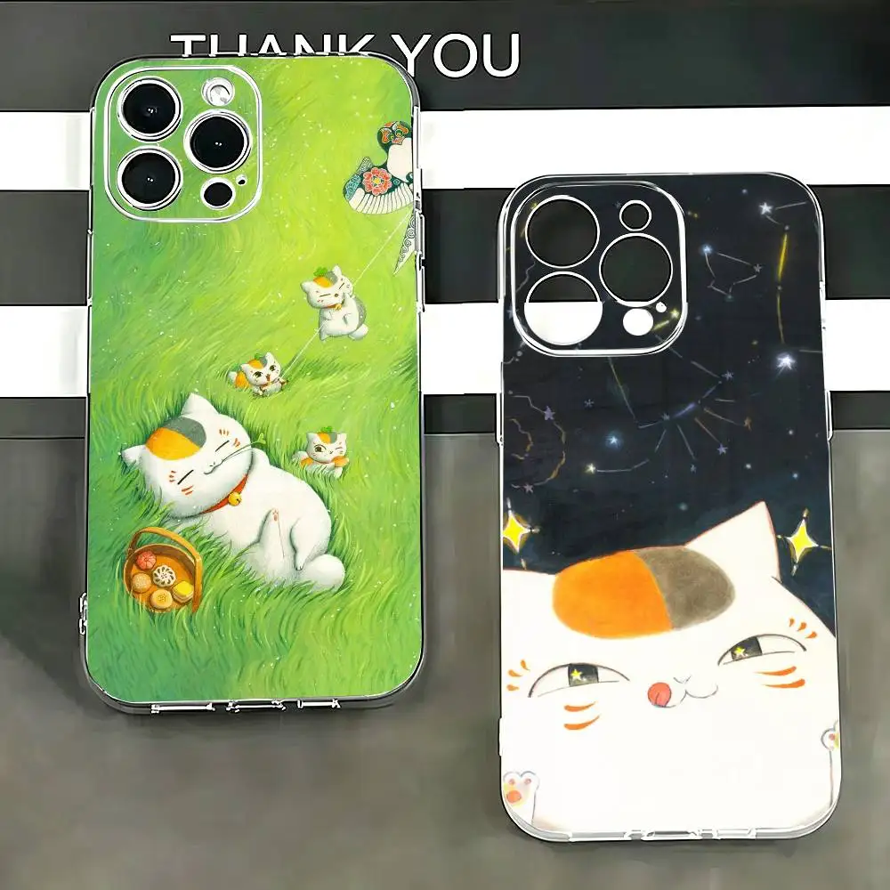 

Natsume Y-yuujinchou Nyanko-o Phone Case For iPhone 17 16 15 14 13 12 11 Mini Pro Max Plus Transparent Cover