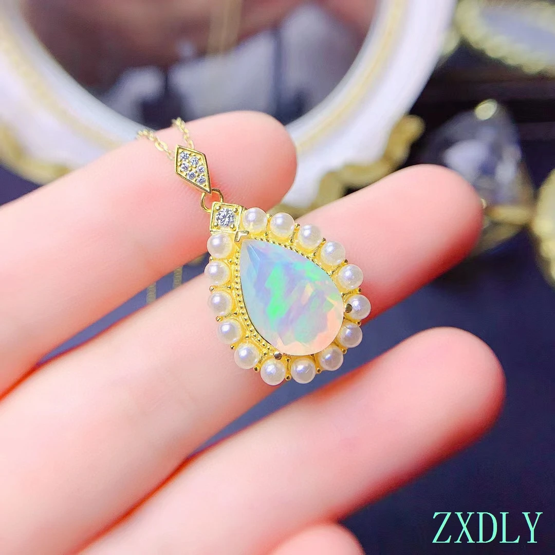 2025 Newest Big Size High-end Water Drop Opal Pendant for Women Necklace real 925 Silver Natural Gem birthstone Birthday Gift view 5