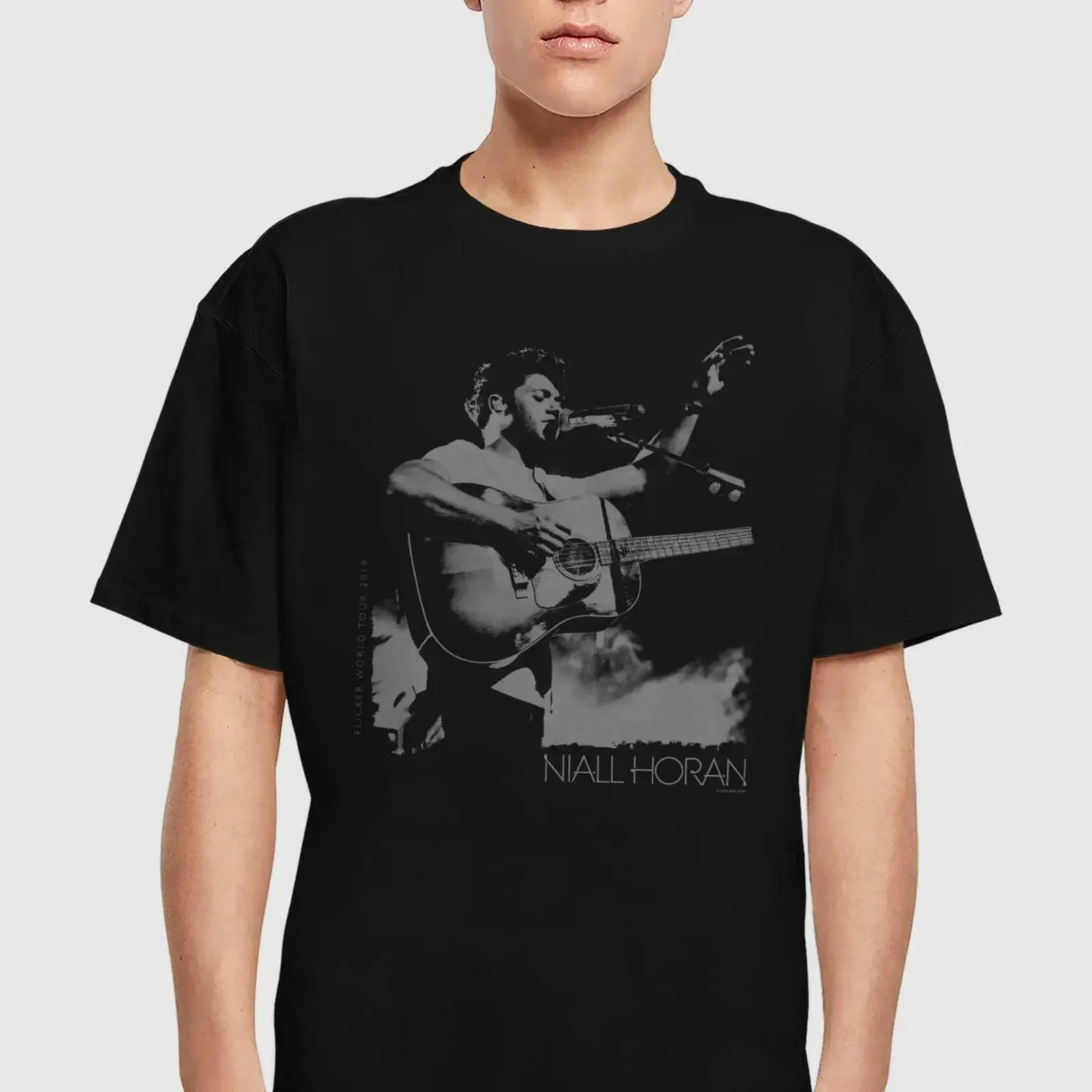 Camiseta Merchcode NIALL HORAN con estampado gráfico ADMAT, diseño vintage lavado, color negro, para uso diario