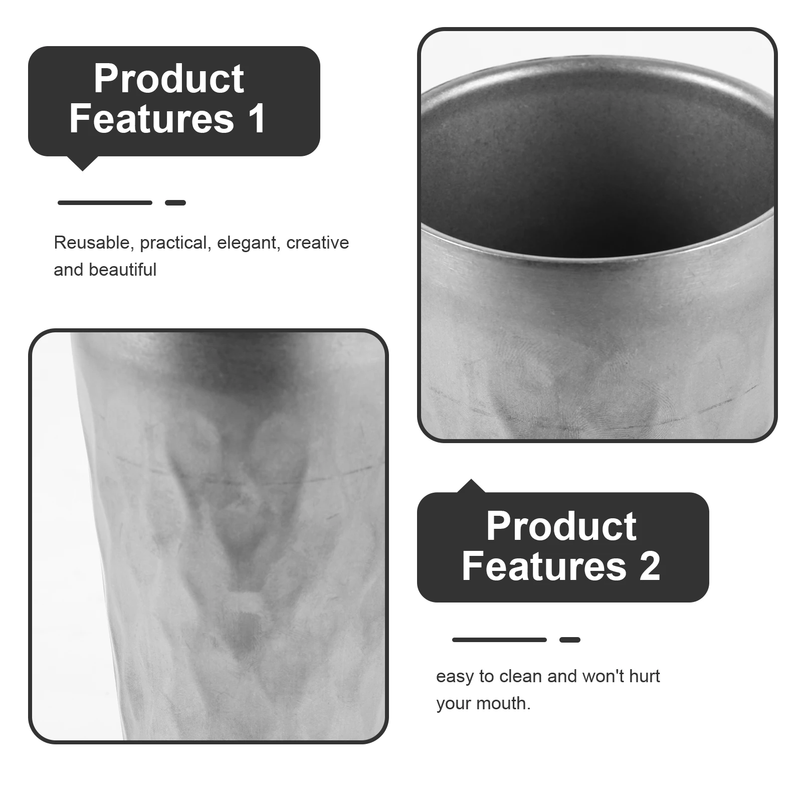 

Stainless Steel Drink Cup 350ml Retro Double Layer Juice Mug for Camping Picnic Party Water Liquor Glass Reusable