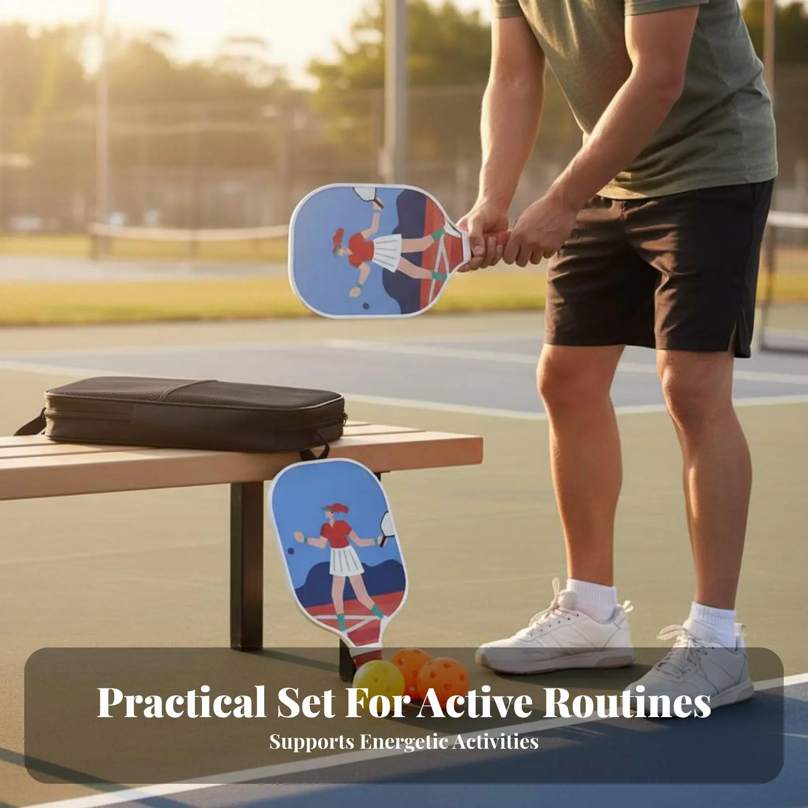 

Pickleball Paddle Lightweight Fiberglass Pickleball Racket Sports Equipment Anti-Slip Grip Includes Carry Bag for Outdoor