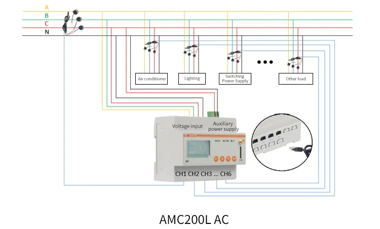 Hot 8 Channel AC Electrical Parameter Measurement 50mA CT Input Power Distribution LCD Display KWH Energy Meter for Monitoring