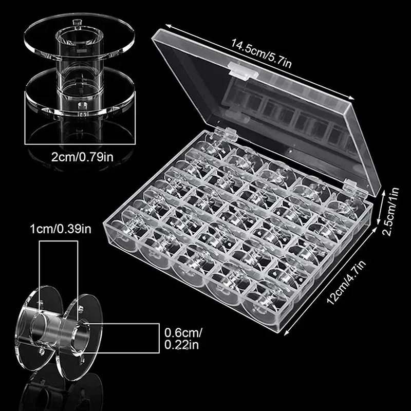 25/36 PCS Universal Sewing Machine Bobbin Organizer Transparent Plastic Empty Spool DIY Sewing Accessory Tools
