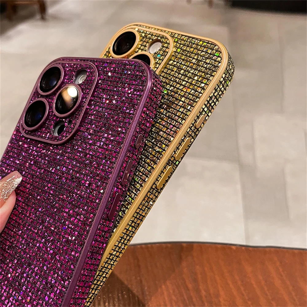 Luxuriöse Handyhülle mit Glitzer und Pailletten für iPhone 18 17 16 15 14 13 12 Pro Max, glitzernde Kamera-Schutzhülle – Detail 5