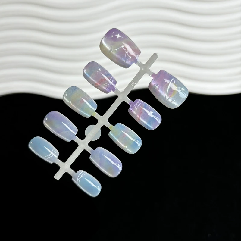 10 قطعة الأظافر اليدوية الصيف اضغط على الأظافر القصيرة وهمية حالمة الملونة كوكب الكون اضغط على لطيف الفتيات الأظافر كاذبة نصائح #2