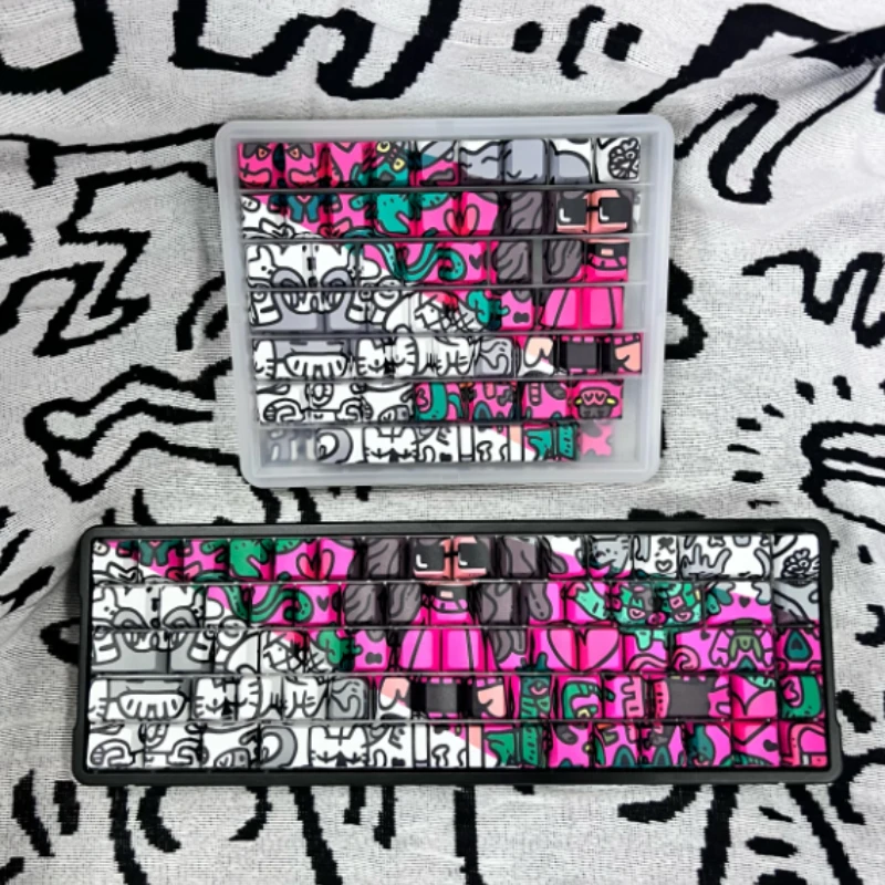 MiFuny Graffiti Girl Theme Keycap Set PBT Cherry Profile Keycaps Custom Art Anime Keycaps für mechanische Tastatur PC Geschenke