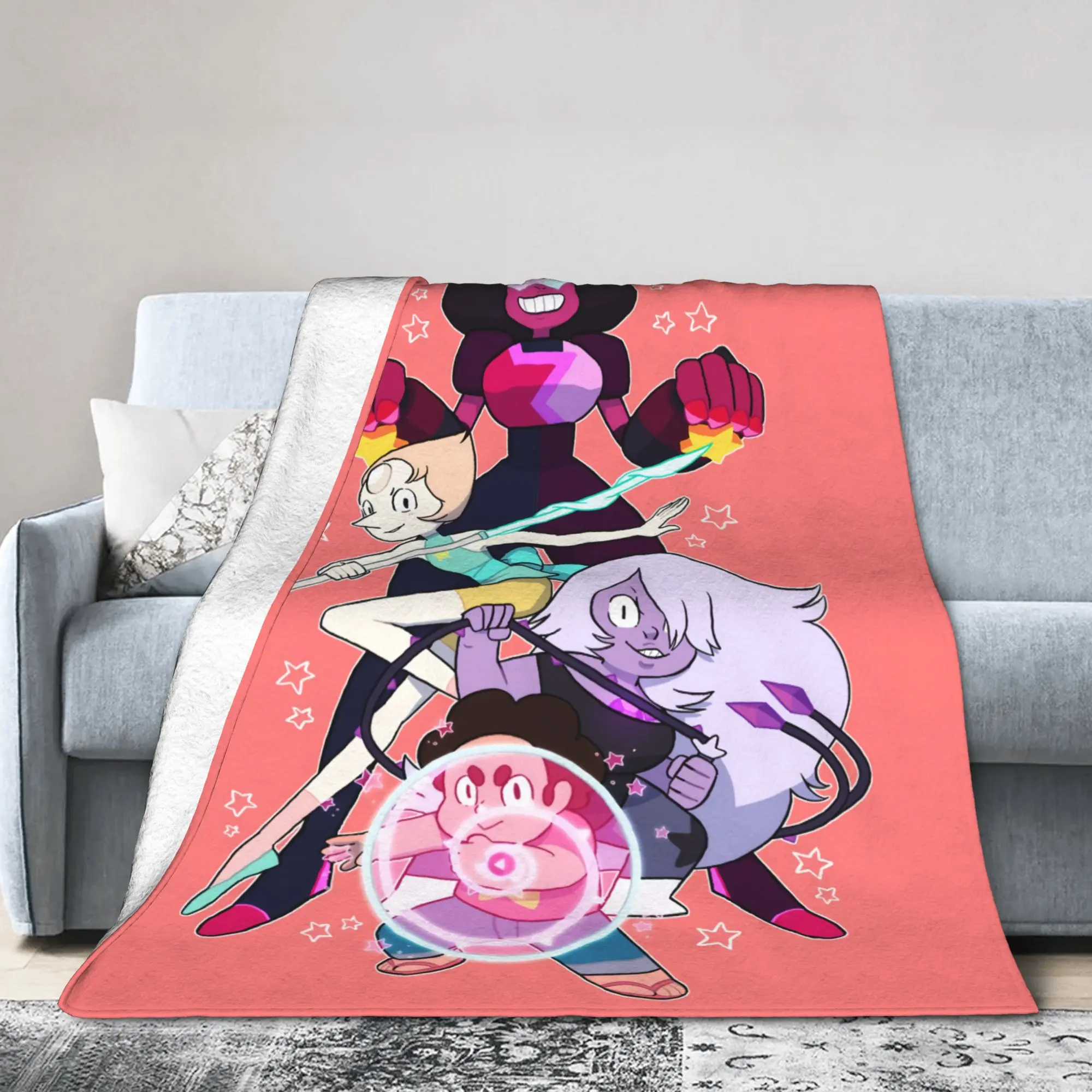 Cute Steven Universe  Cartoon  Blanket Velvet Breathable Lightweight Thin Throw Blankets for Bedding Office Rug Piece