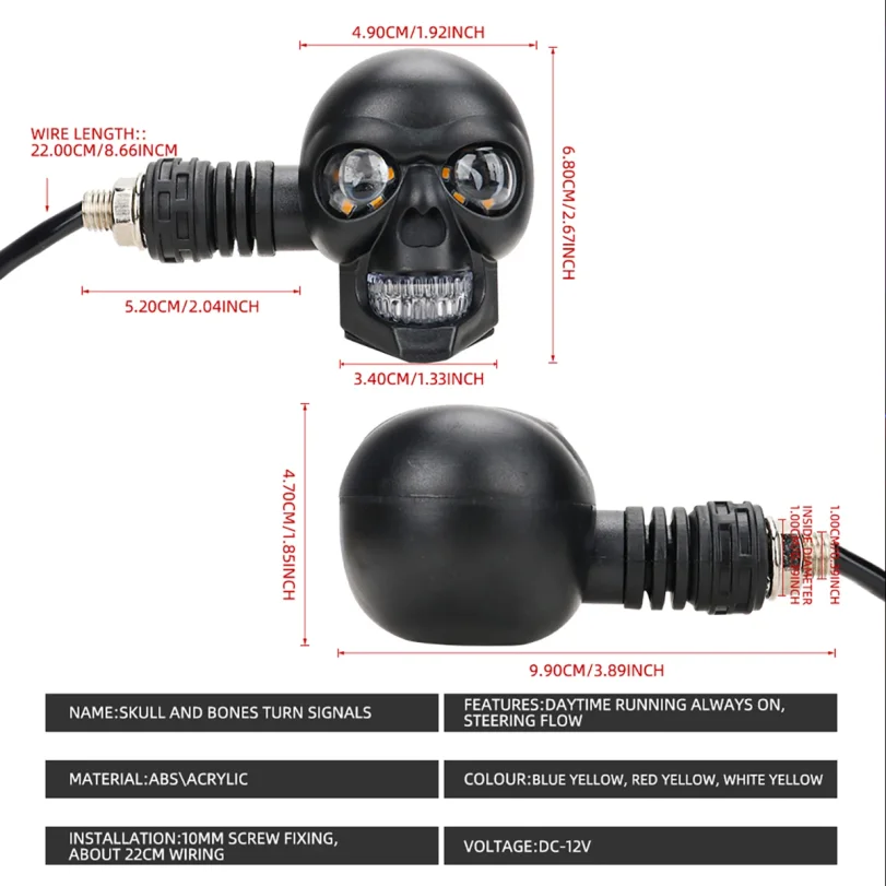2PCS Motorcycle LED Dual Color Skull Shape Waterproof Fog Light  Auxiliary Headlights ATV Scooter Driving For Racer Spotlight view 4