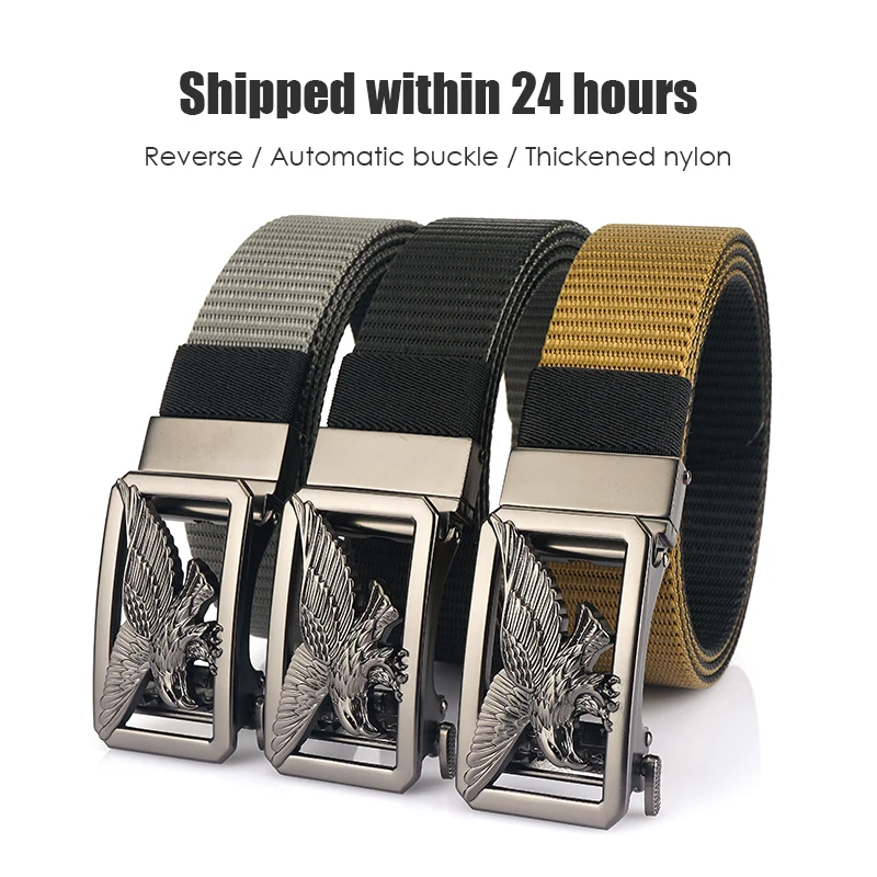 VATLTY New Reversible Belt for Men Zinc Alloy Automatic Buckle Casual Belt Soft Genuine Nylon Jeans Belt Adjustable Male Straps