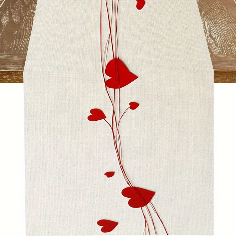 Chemin de table élégant en forme de cœur rouge pour la Saint-Valentin, 1 pièce, design courbe lisse, adapté aux dîner, fêtes de vacances, réunions de famille, activités pour enfants, cafés à thème, décoration de la maison, marchés de Noël, fêtes au thé confortables