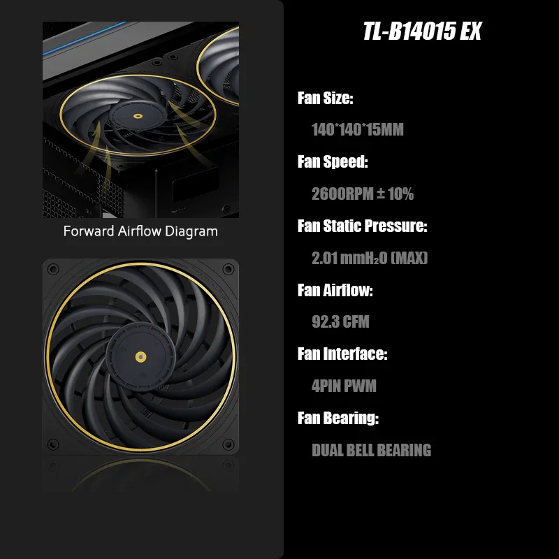 Thermalright 140mm Fan TL-B14015 EXTREM CPU Cooling Fan 2600RPM 4PIN PWM Ultra Performance Slim Fan