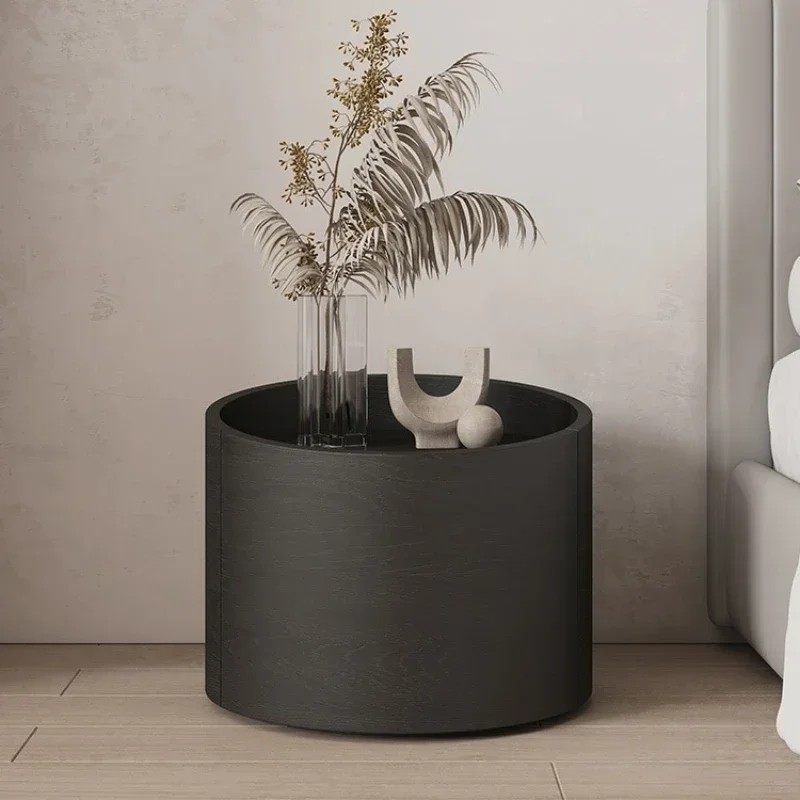

Simple Brown Black Bedside Tables Modern Round Nightstands Creative Design Cabinet Night Stands for Home Bedroom Furniture