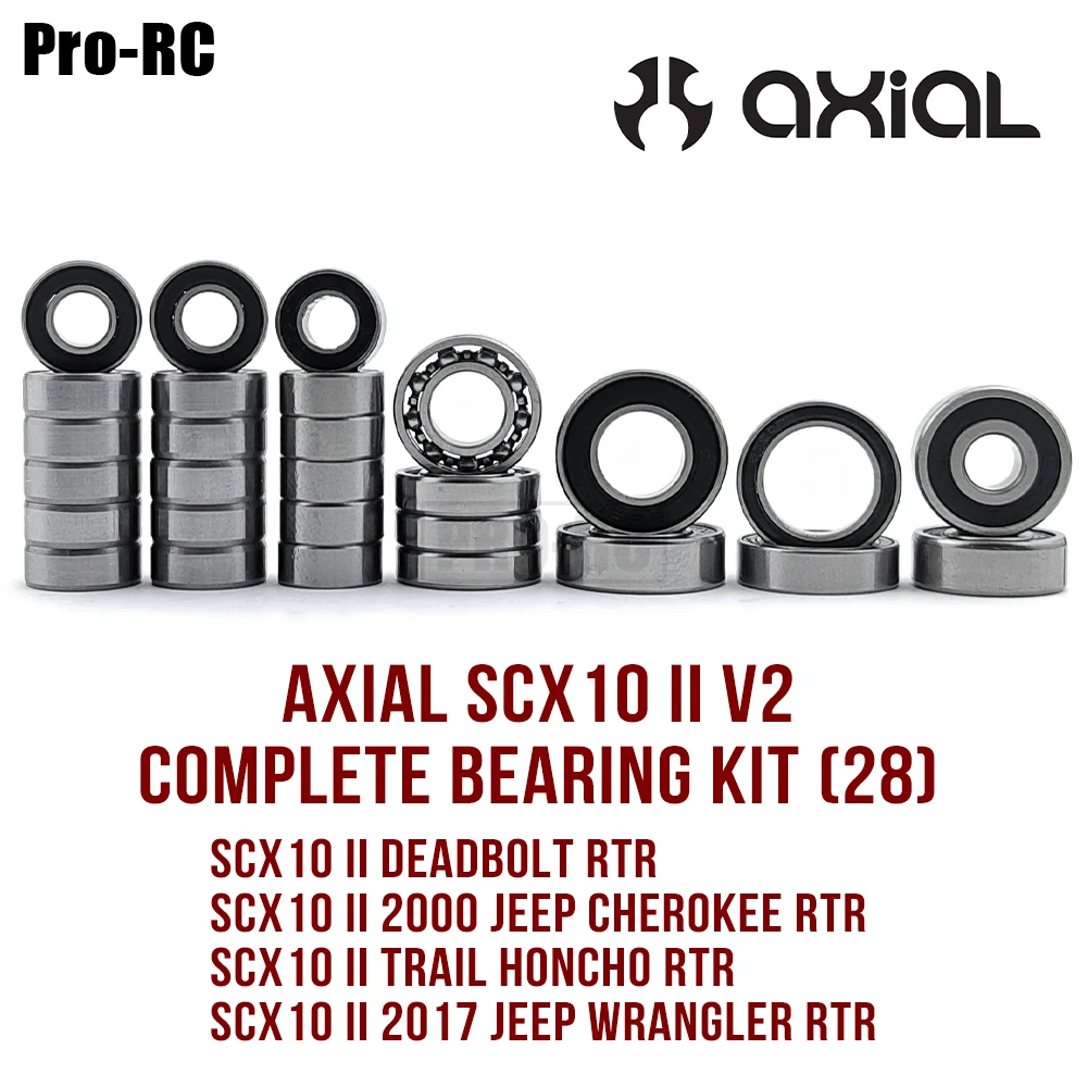 For Axial 1/10 SCX10 II Wraith 1.9 Complete Ball Bearings Kit Rc Upgrade Part (28 Pcs)