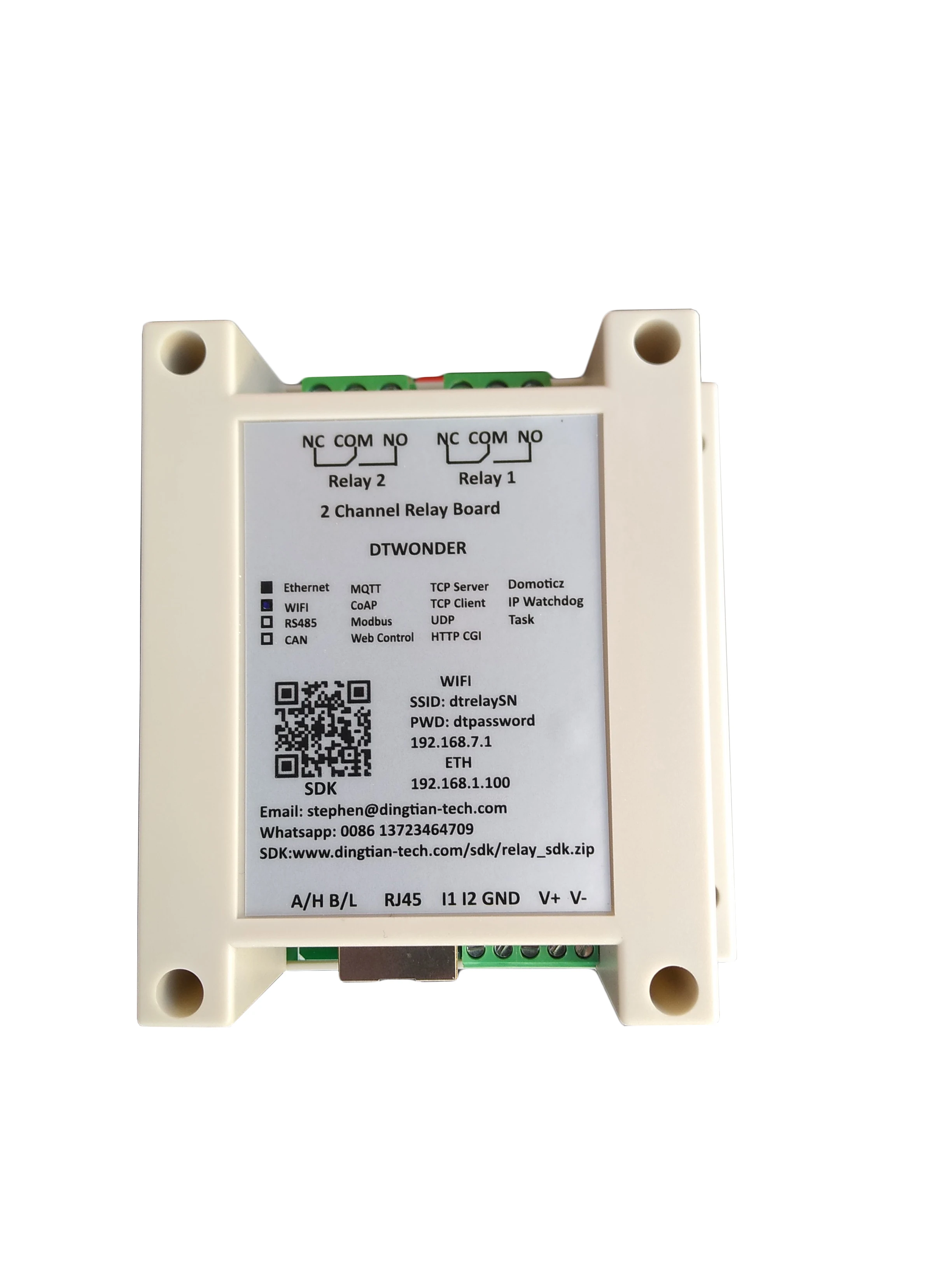 Ethernet Relay Network wifi Switch Modbus MQTT TCP UDP Web HTTP Schedule Task CAN RS485 CoAP Domoticz timer module