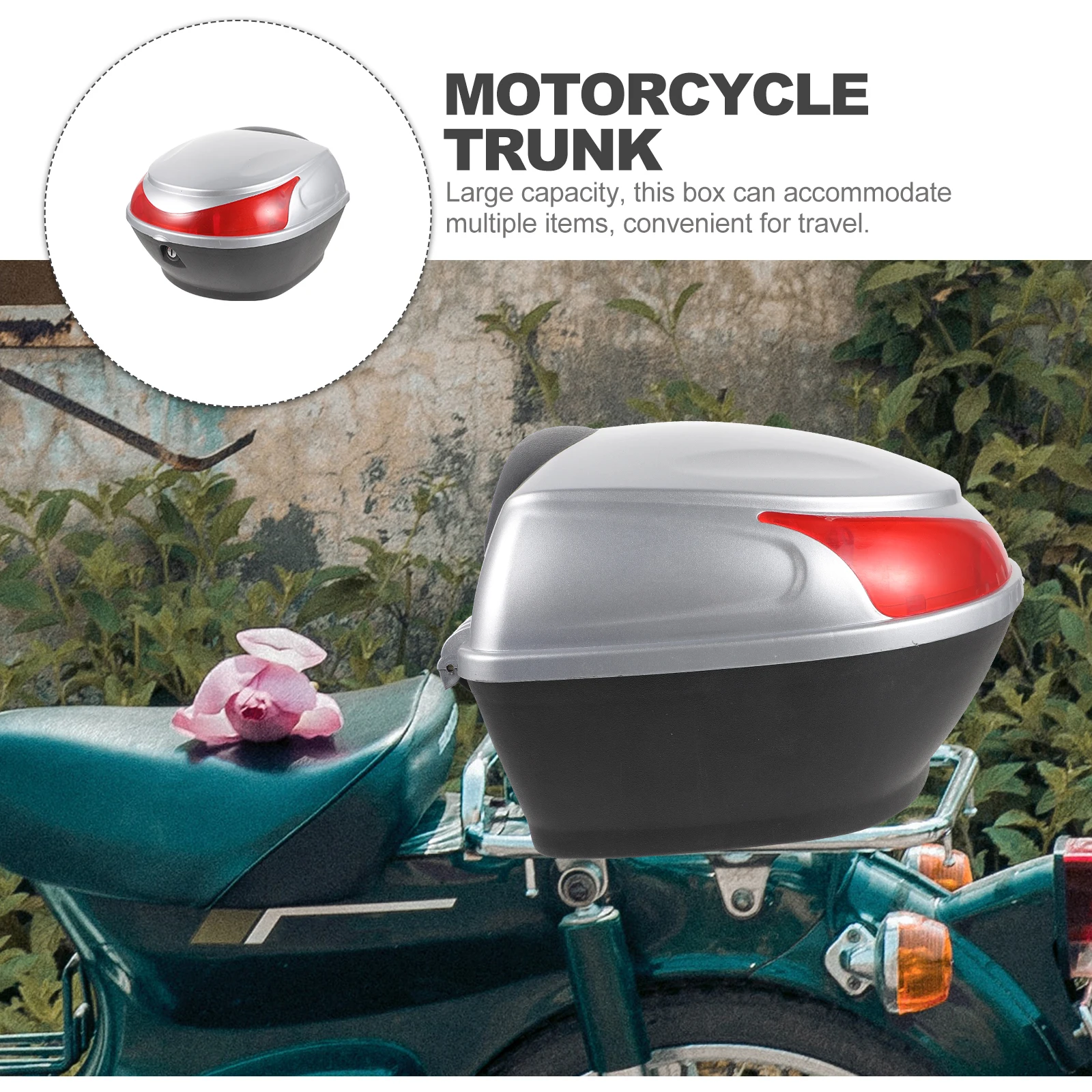 

Motorcycle Trunk Electric Vehicle Tail Box Large Capacity Blue Travel Storage Case Lockable Waterproof Dustproof Easy