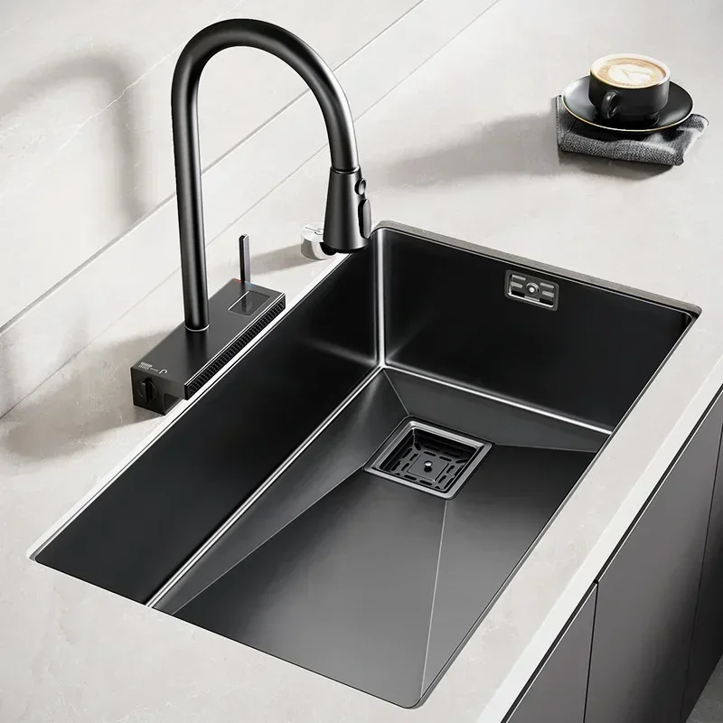 

Nano Stainless Steel Handmade Kitchen Sink Digital Washbasin Large Single Sink Countertop Sink Vegetable Dishwashing Washbasin