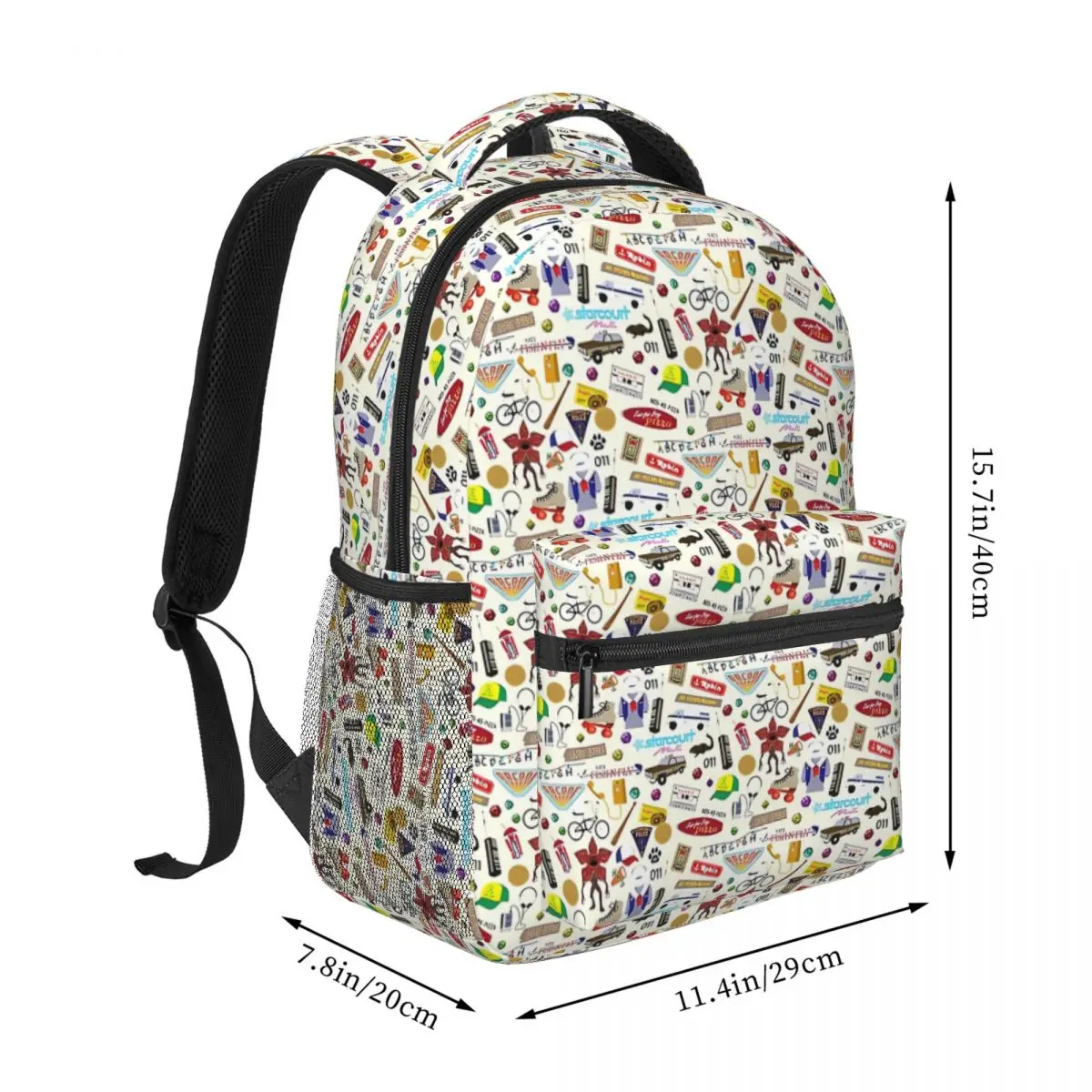 Stranger Things Pattern Printed Lightweight Casual Schoolbag For School, Outdoor, Shopping, Office 16in