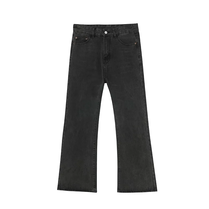 2025 New Trendy High Street Brand Men's Jeans Loose Fit Straight Leg Casual Drag Trousers American Style Vintage  Micro Flare