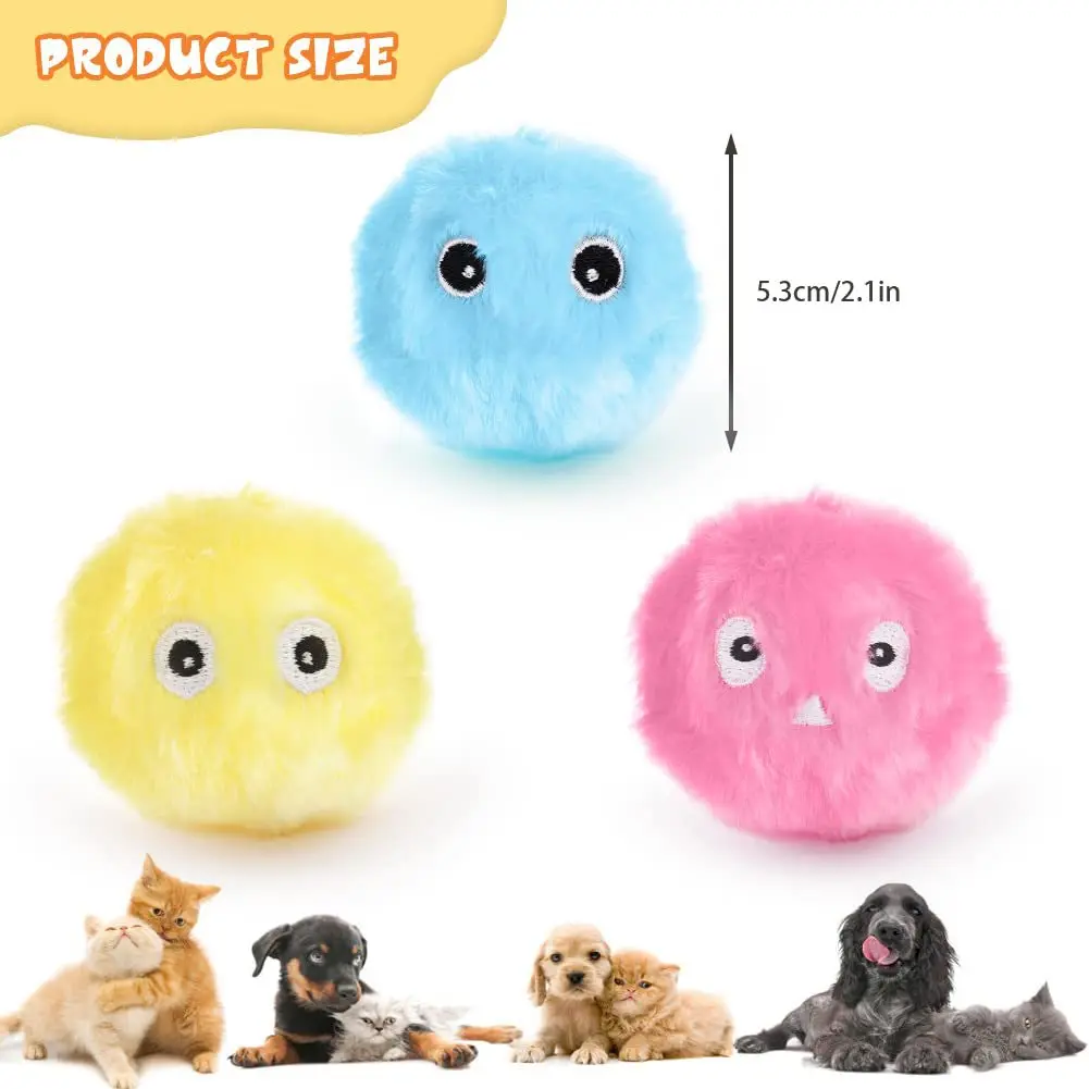 Smart Cat Toys Interactive Ball Plush Electric Catnip Training Toy Kitten Touch Sounding Pet Product Squeak Toy Ball Cat Supplie