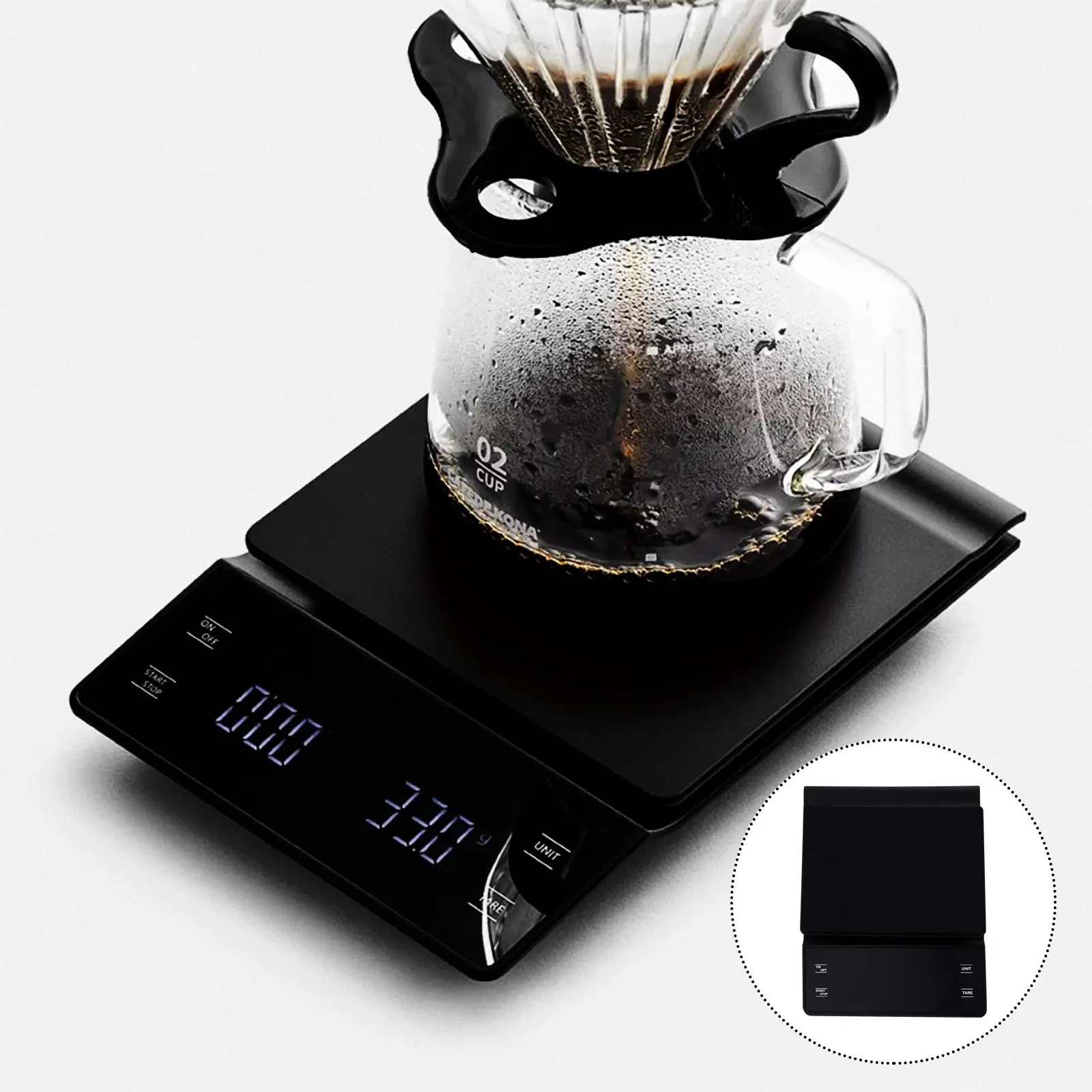 

3 Kg/0.1g Cooking Electronic Coffee Scale Espresso Scales Number Function Compact Travel