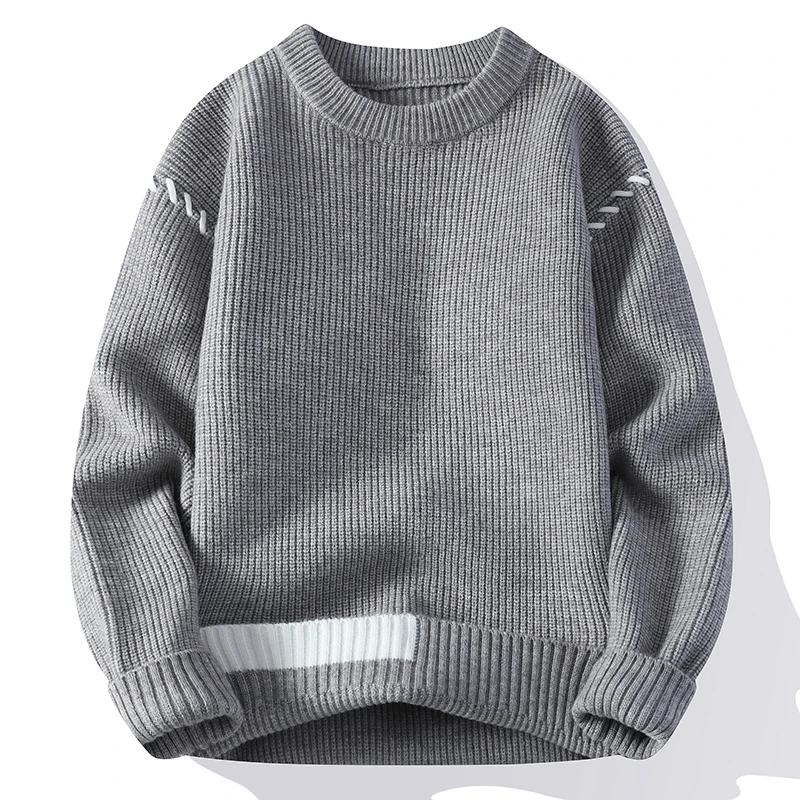 Autumn Winter Men\'s Sweater Warm Knit Pullovers Fashion Loose Knitted Sweaters Men Youthful Vitality Patchwork Casual Pullovers